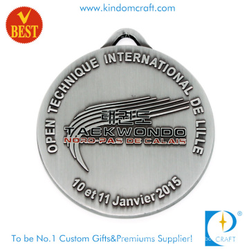 New Style Custom Enamel Metal Antique Silver Taekwondo Medal for Club Souvenir Gift
